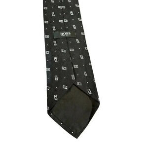 Boss Hugo Boss Men’s Tie Made In Italy Silk Black And White 4”X 59” New